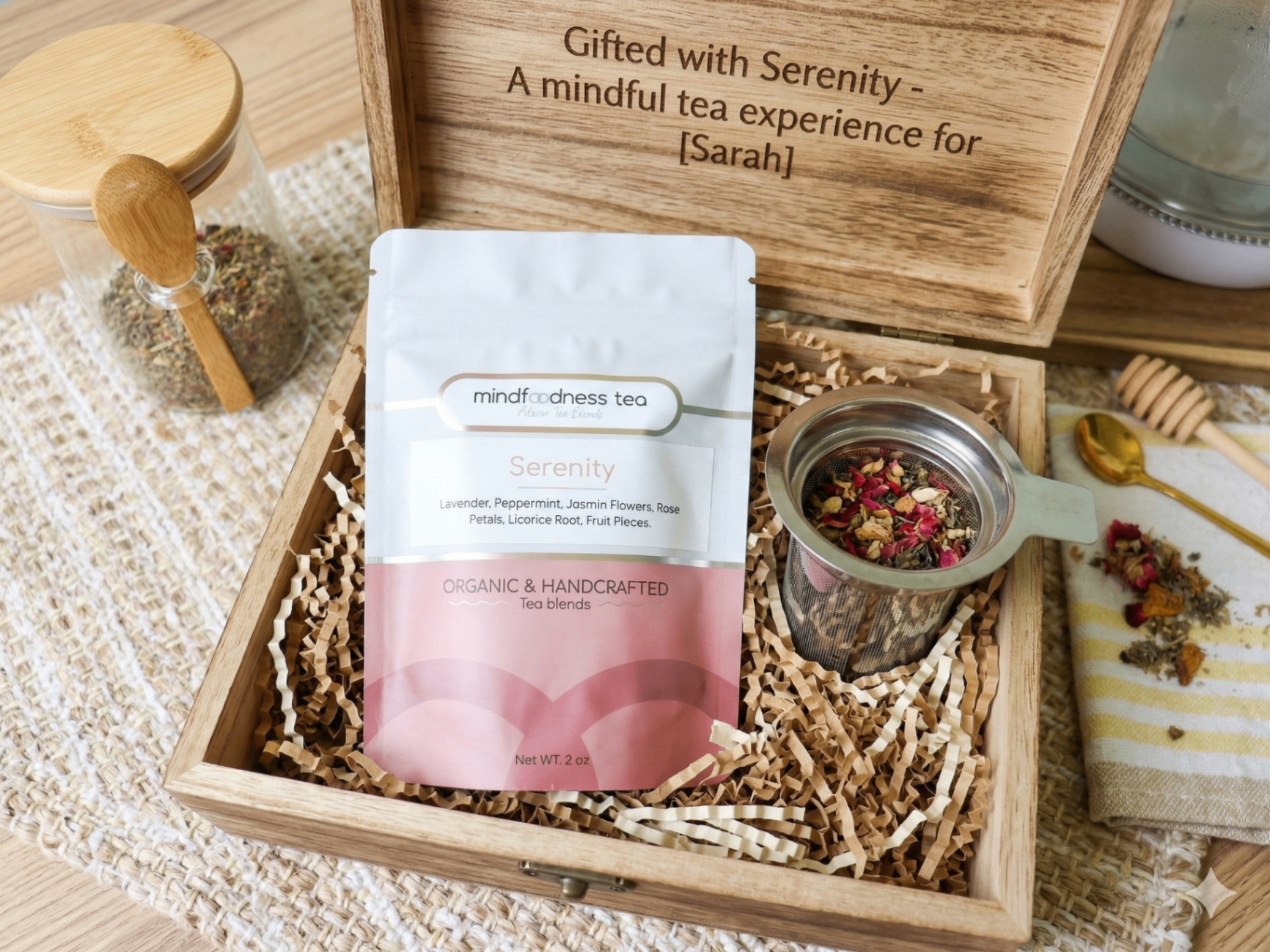 Mindfoodness Tea — personalized engraved Serenity gift box